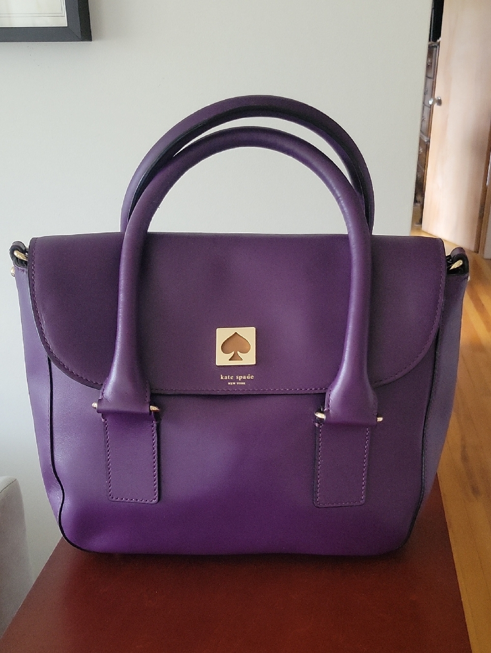 Kate Spade "Flo" New Bond Street Collection Leather Satchel, Purple/Gold-tone